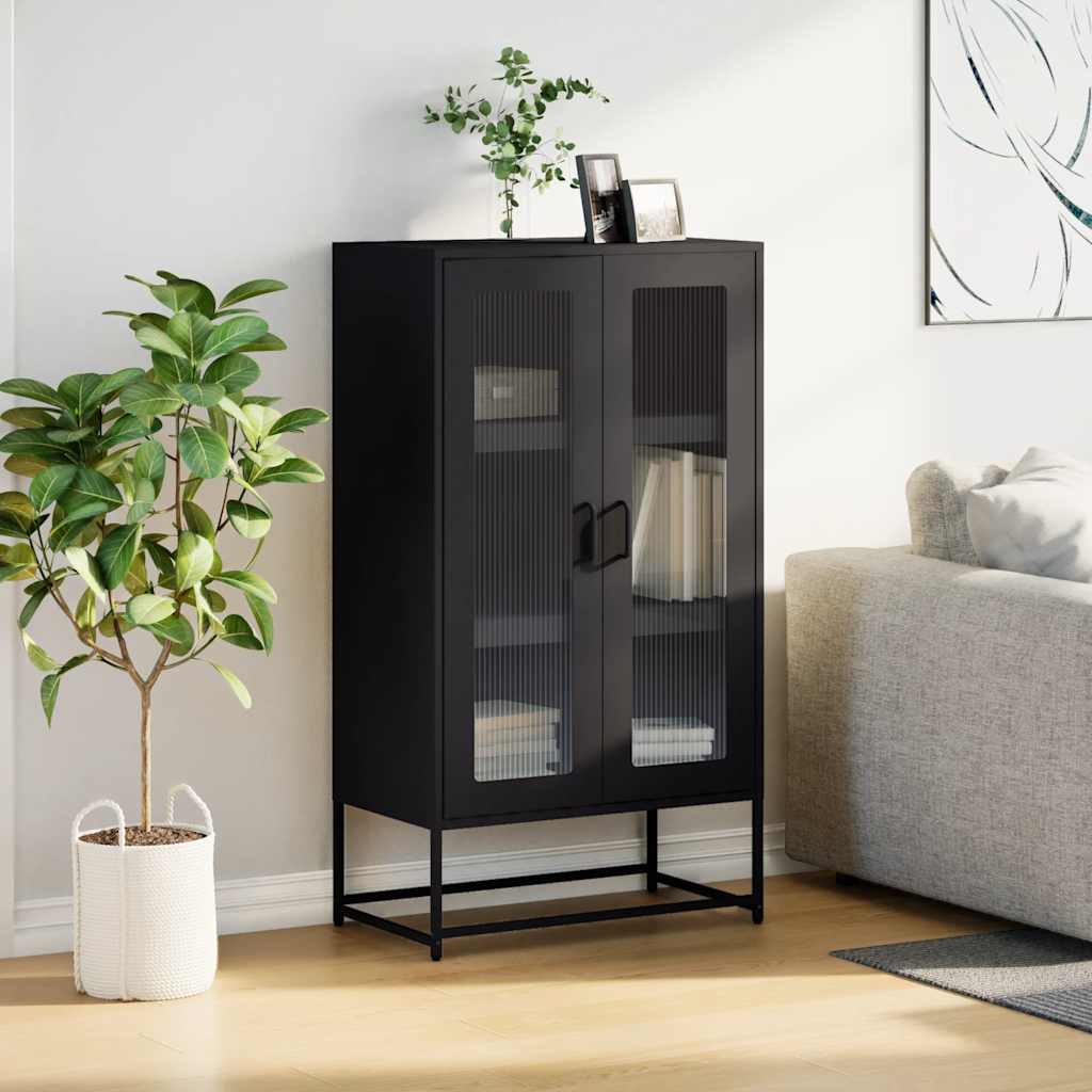 Buffet haut noir 68x39x123 cm acier - XIOS