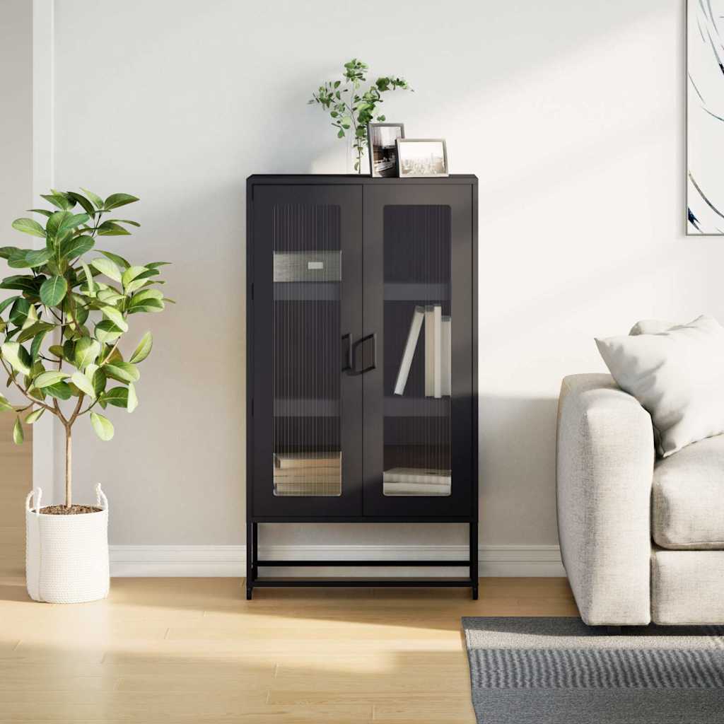 Buffet haut noir 68x39x123 cm acier - XIOS