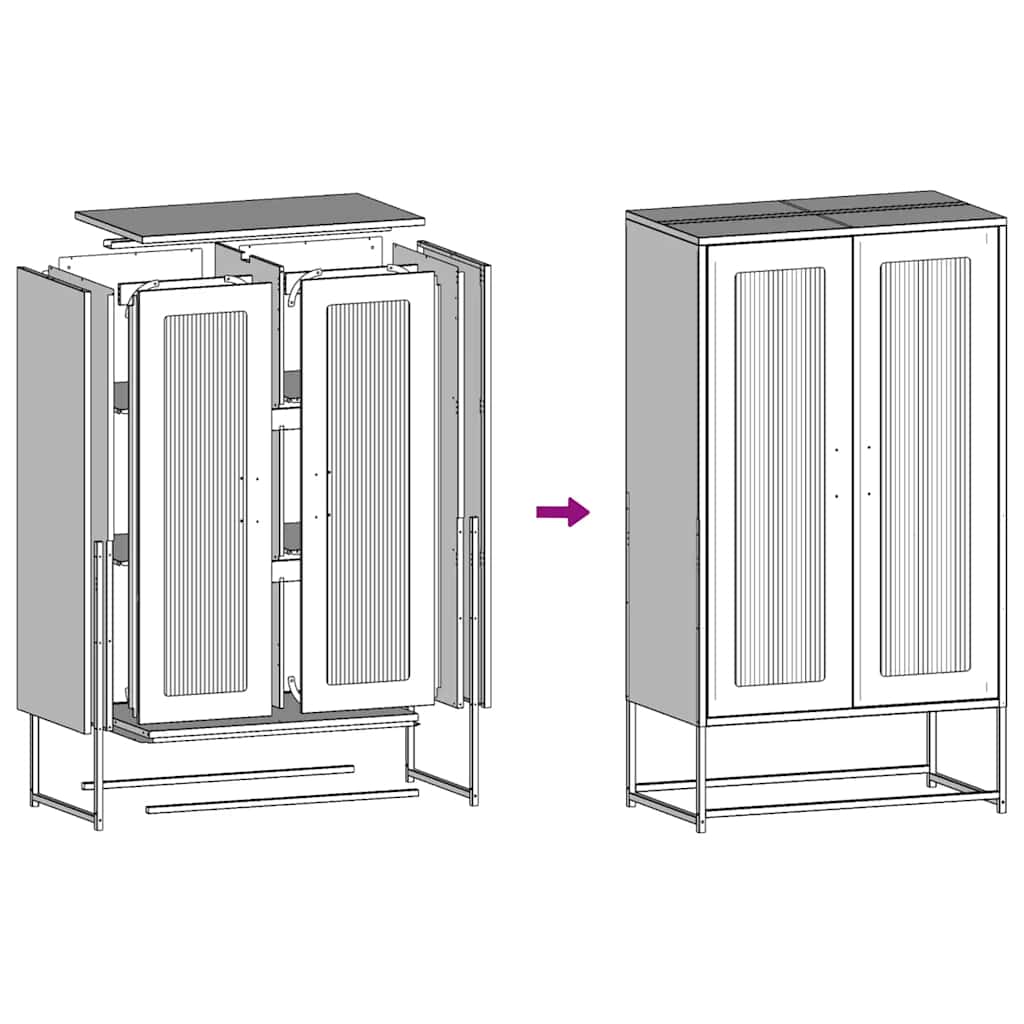 Buffet haut rose 68x39x123 cm acier - XIOS