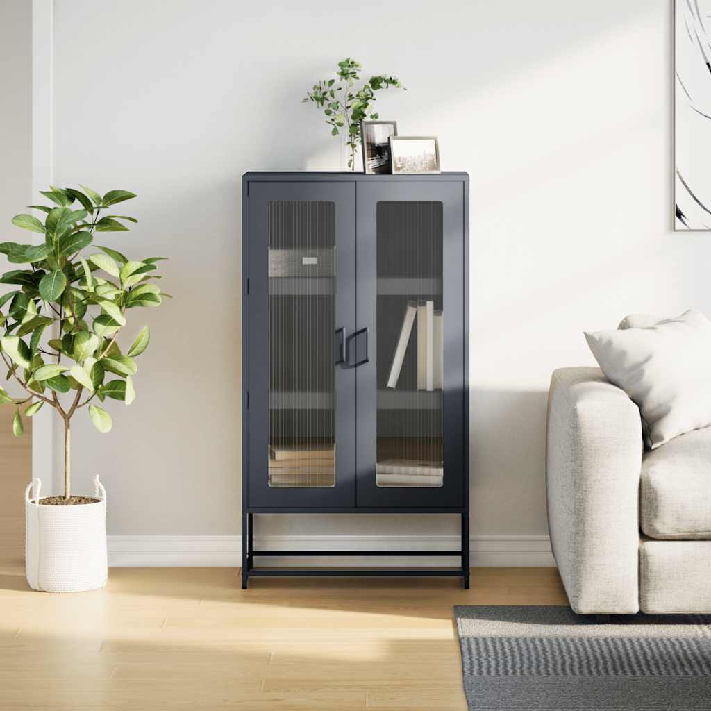 Buffet haut anthracite 68x39x123 cm acier - XIOS