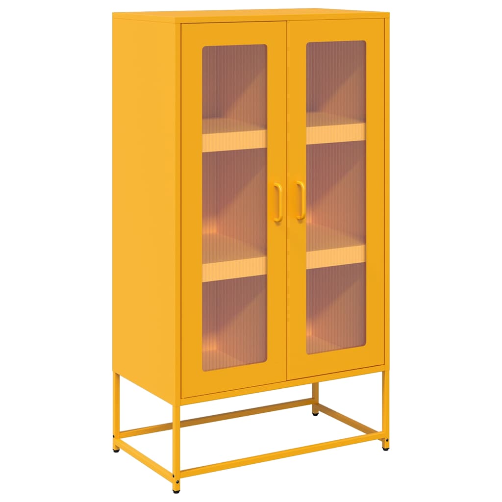 Buffet haut jaune moutarde 68x39x123 cm acier - XIOS