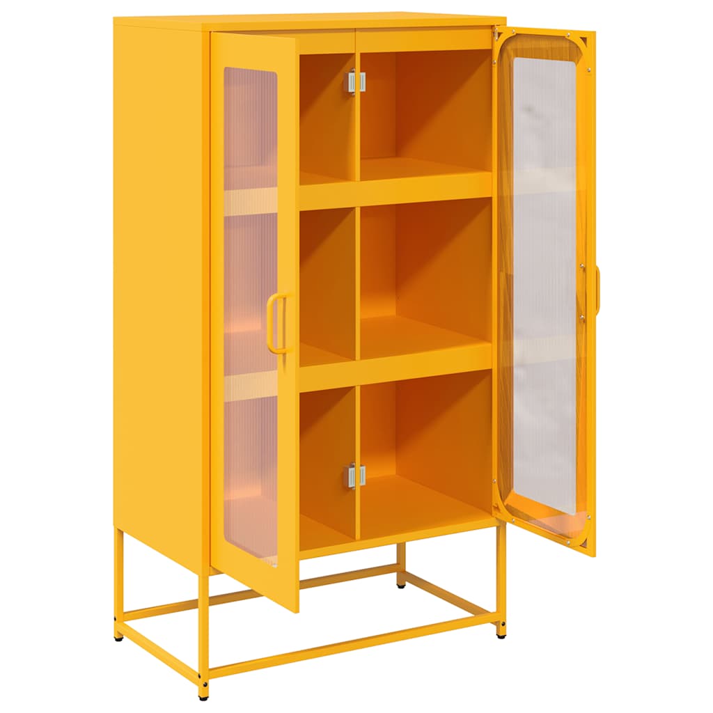 Buffet haut jaune moutarde 68x39x123 cm acier - XIOS