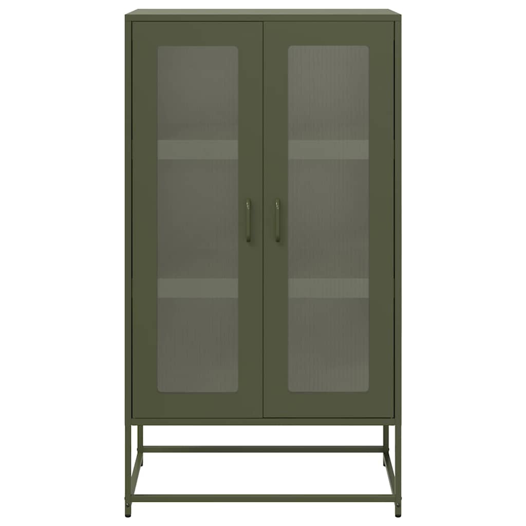 Buffet haut vert olive 68x39x123 cm acier - XIOS