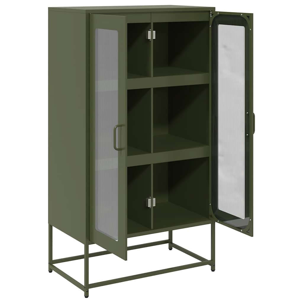 Buffet haut vert olive 68x39x123 cm acier - XIOS