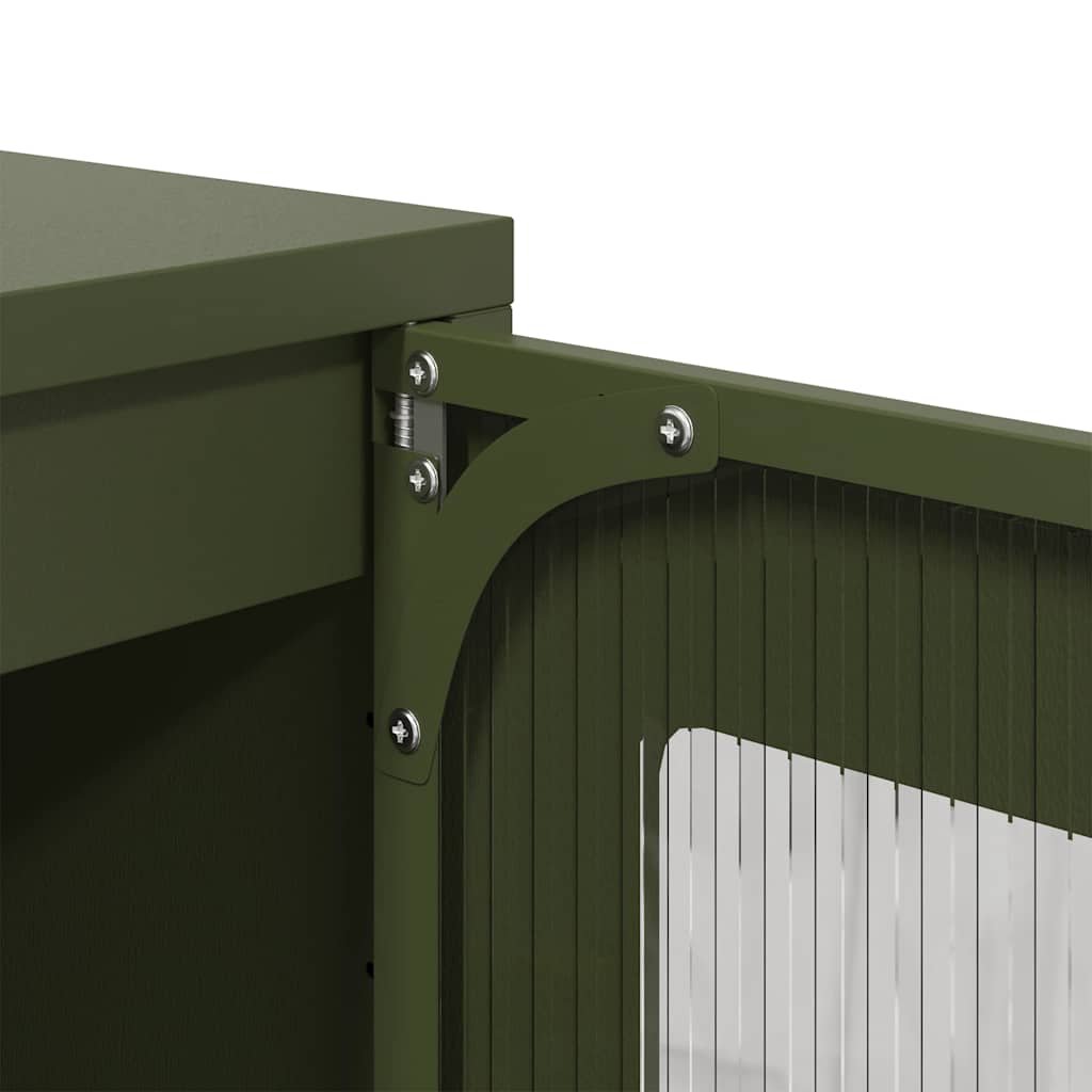 Buffet haut vert olive 68x39x123 cm acier - XIOS