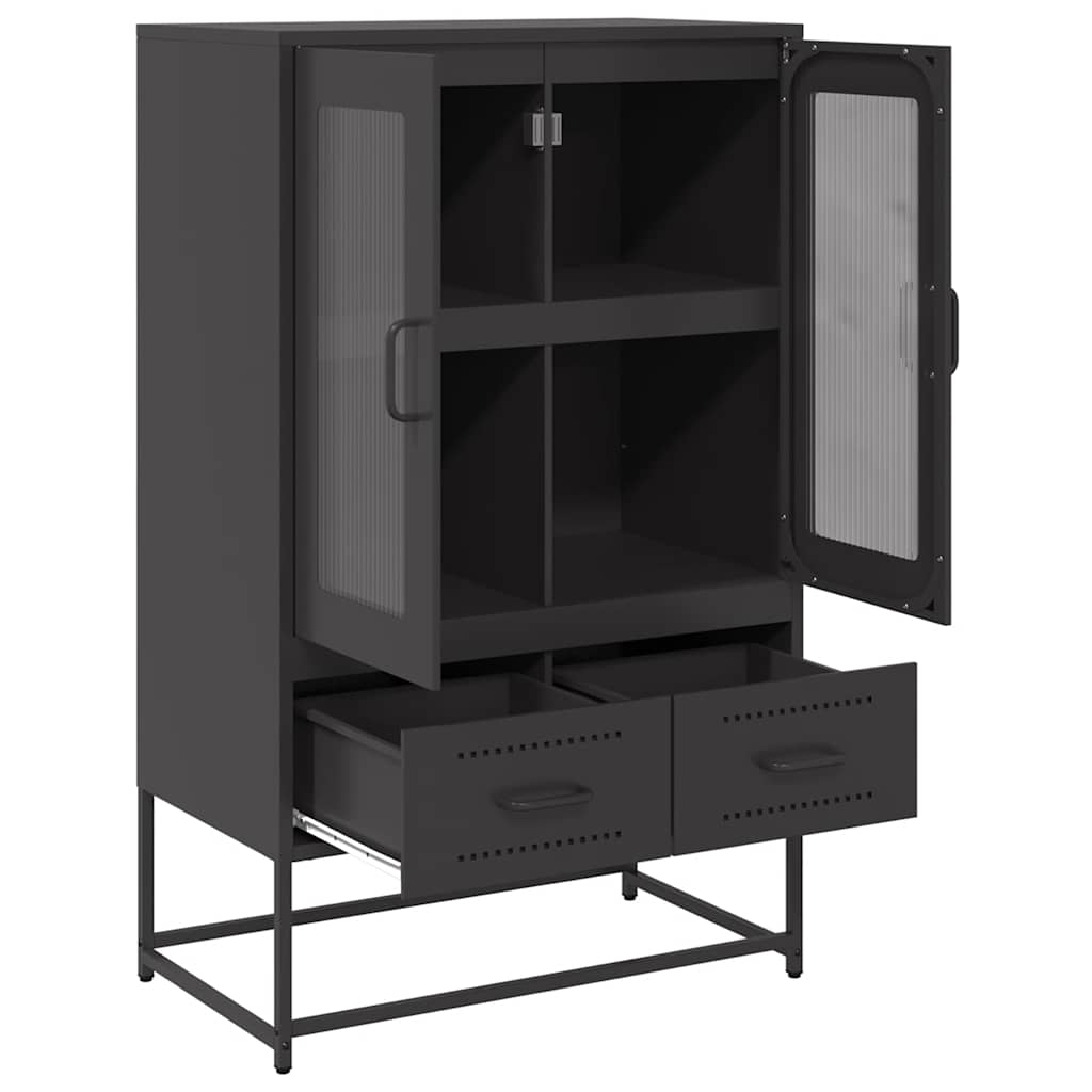 Buffet haut noir 68x39x111,5 cm acier - XIOS