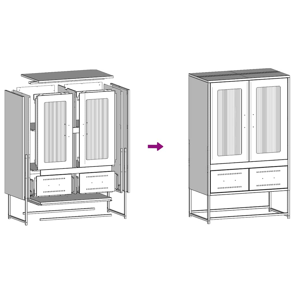 Buffet haut rose 68x39x111,5 cm acier - XIOS