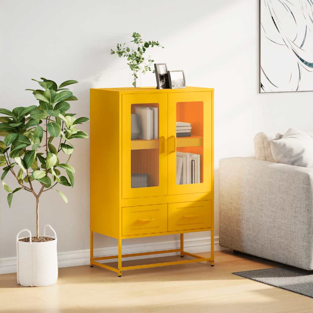 Buffet haut jaune moutarde 68x39x111,5 cm acier - XIOS