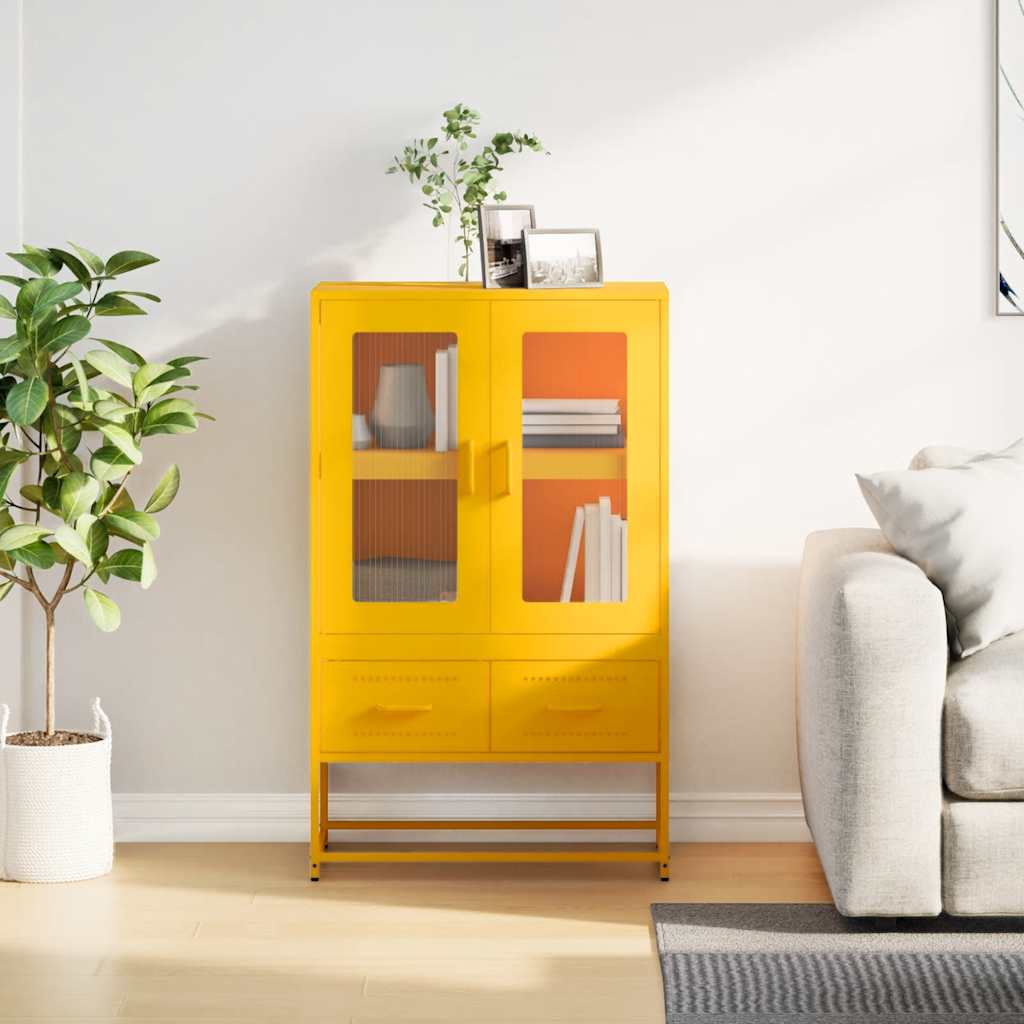 Buffet haut jaune moutarde 68x39x111,5 cm acier - XIOS