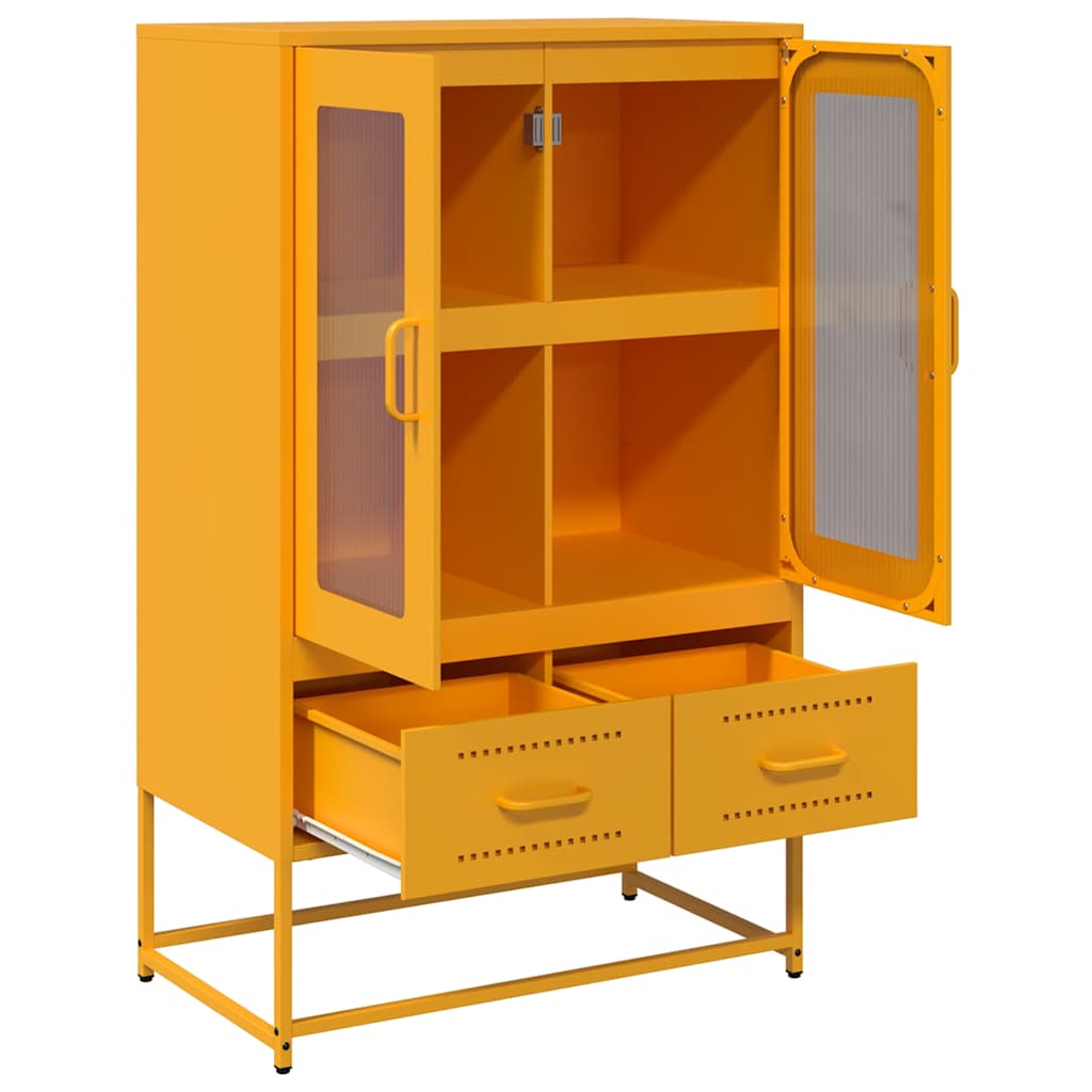 Buffet haut jaune moutarde 68x39x111,5 cm acier - XIOS