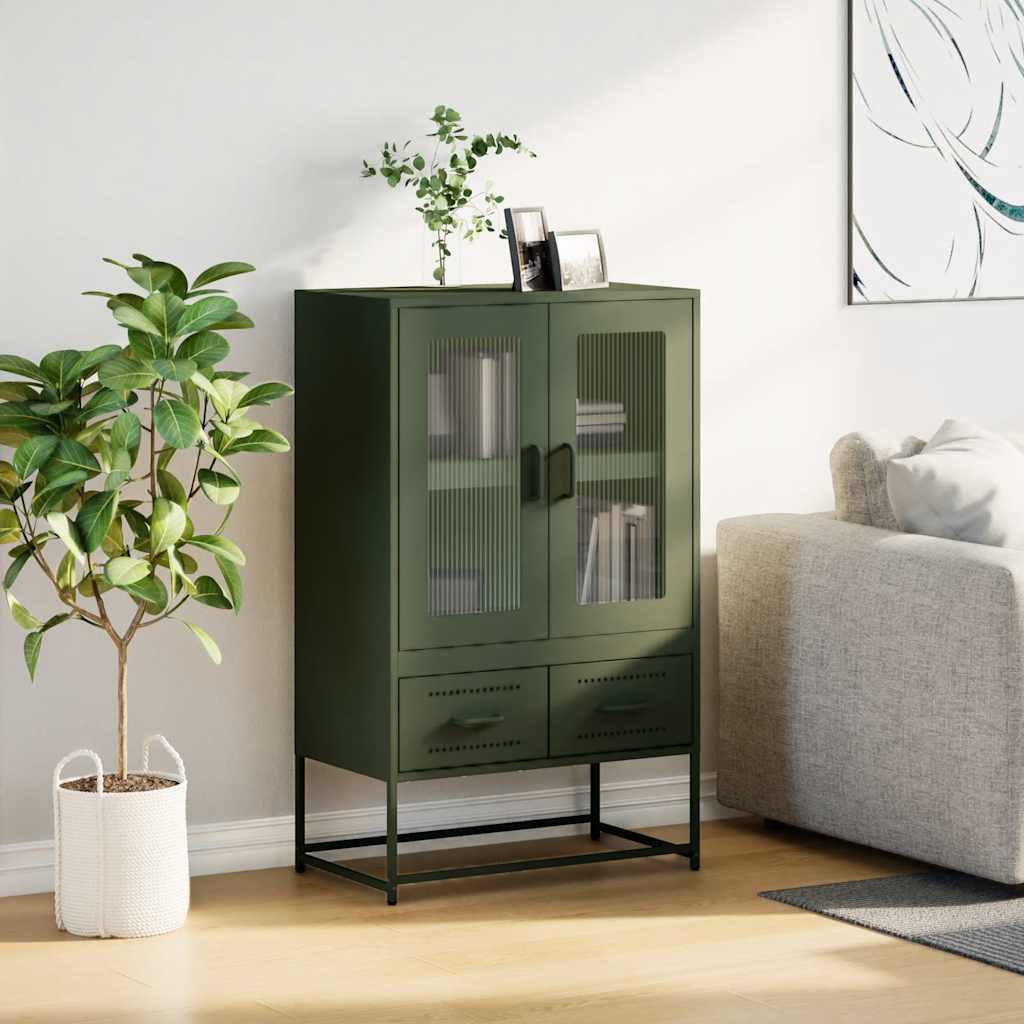 Buffet haut vert olive 68x39 x111,5 cm acier - XIOS