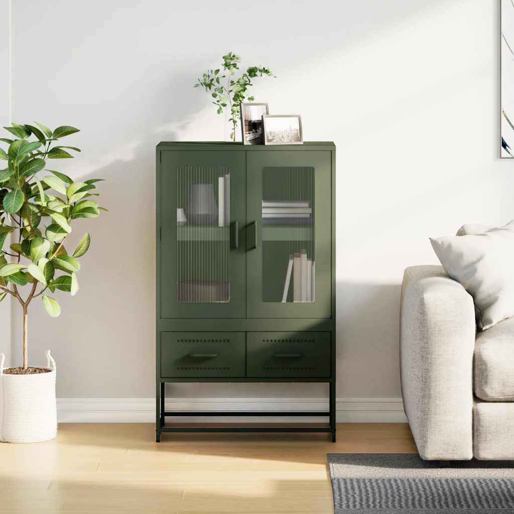 Buffet haut vert olive 68x39 x111,5 cm acier - XIOS