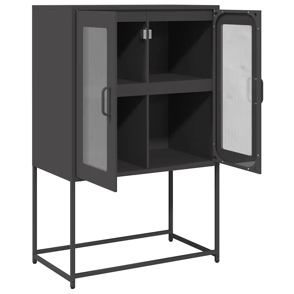 Buffet haut noir 68x39x107 cm acier - XIOS