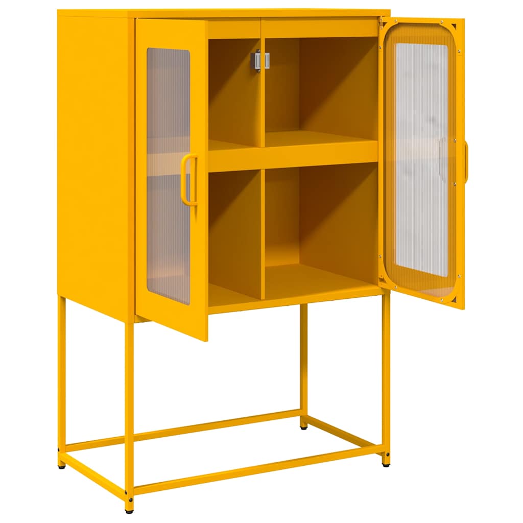 Buffet haut jaune moutarde 68x39x107 cm acier - XIOS