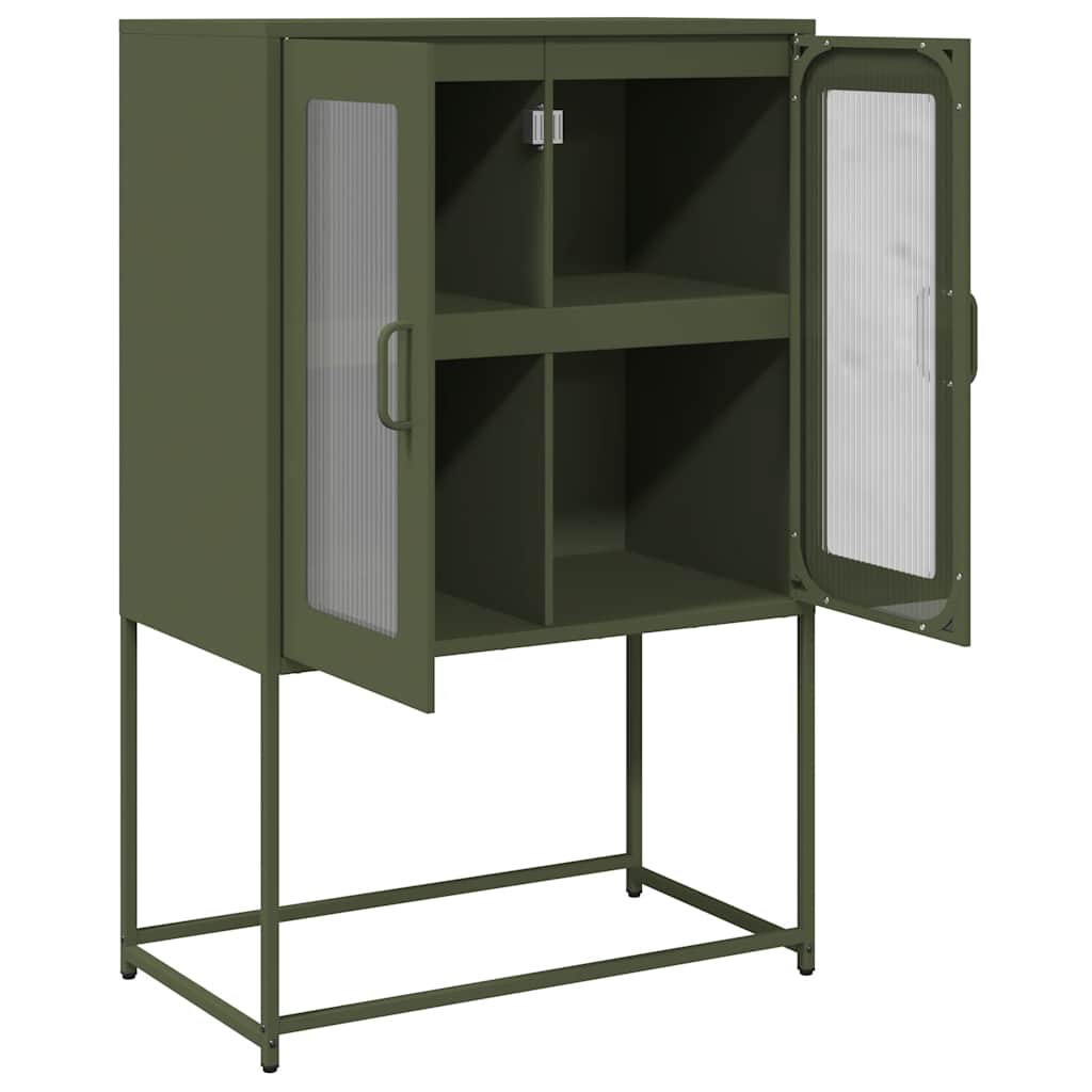 Buffet haut vert olive 68x39x107 cm acier - XIOS