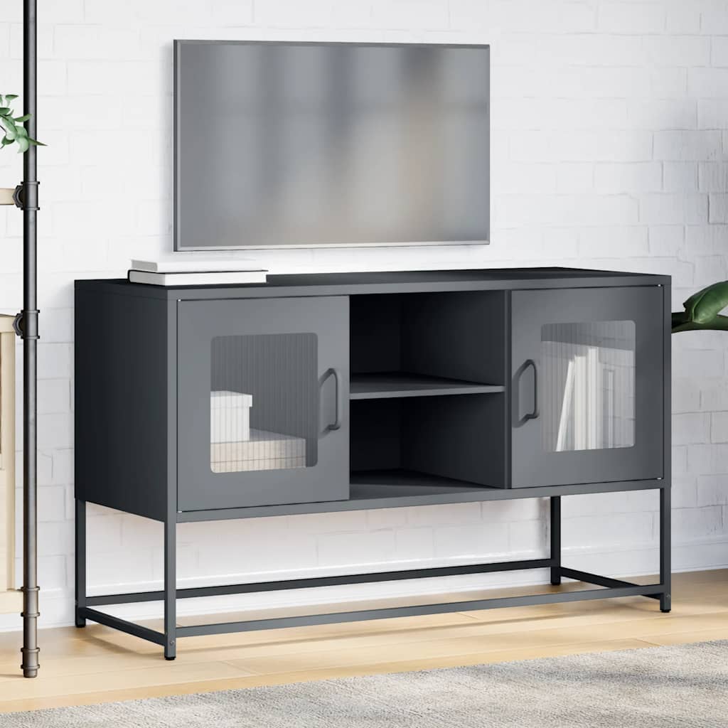 Meuble TV anthracite 100,5x39x60,5 cm acier - XIOS