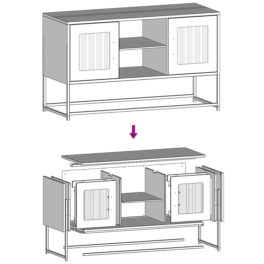Meuble TV anthracite 100,5x39x60,5 cm acier - XIOS