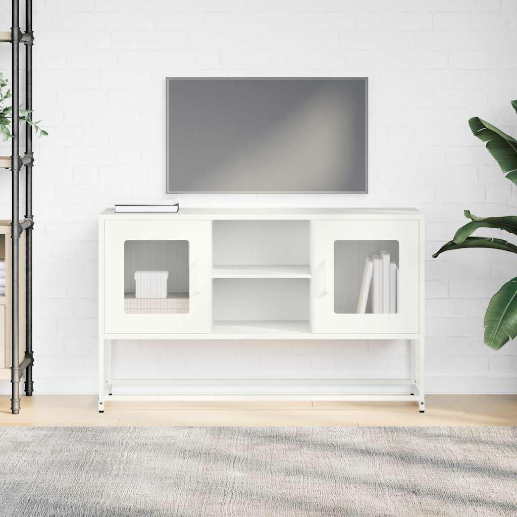 Meuble TV blanc 100,5x39x60,5 cm acier - XIOS