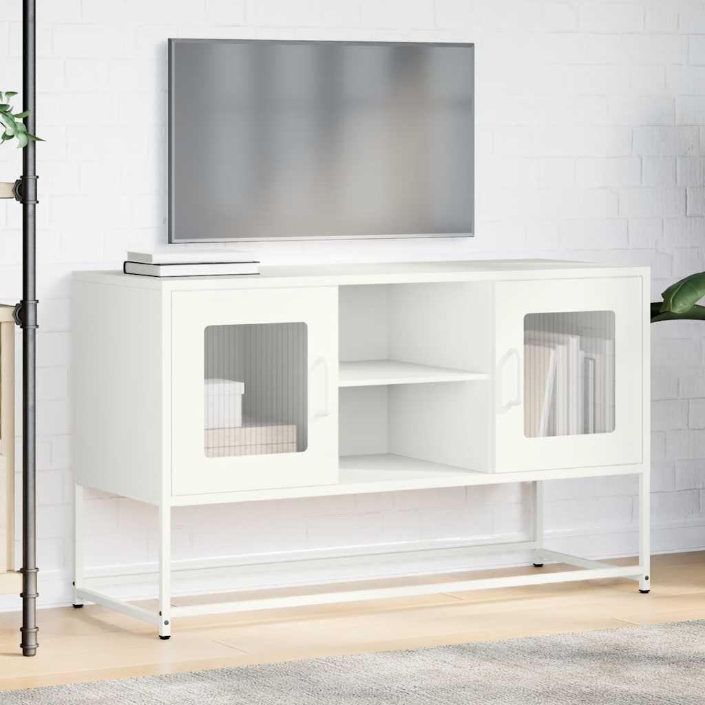 Meuble TV blanc 100,5x39x60,5 cm acier - XIOS