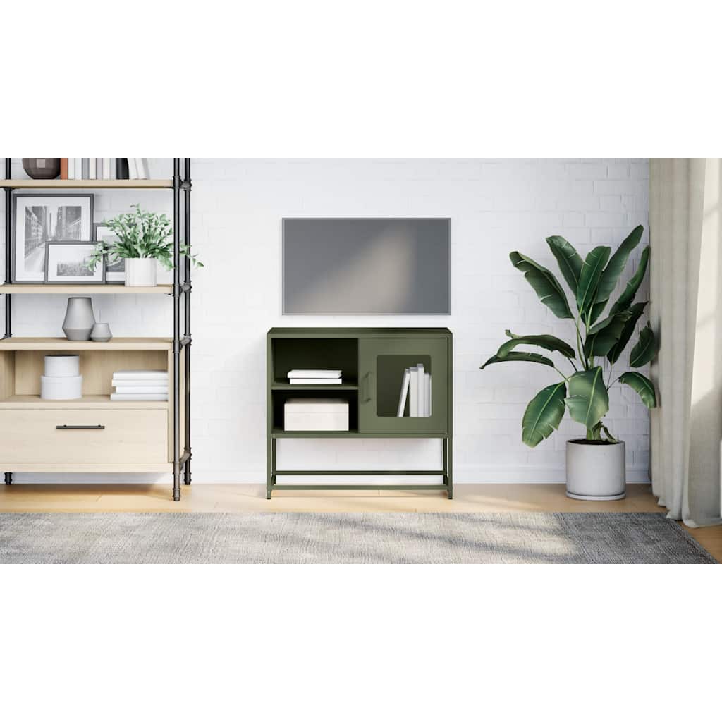 Meuble TV vert olive 68x39x60,5 cm acier - XIOS