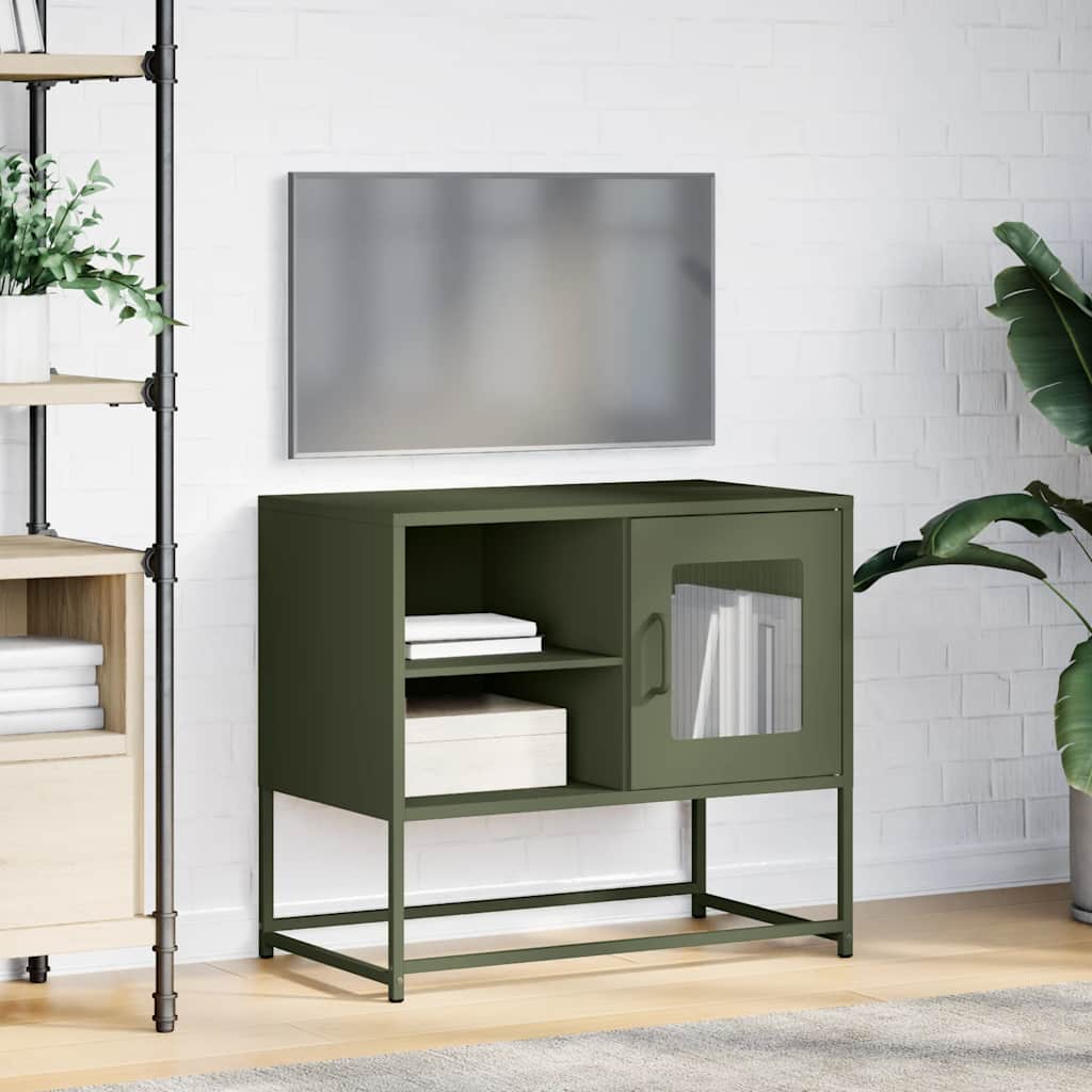 Meuble TV vert olive 68x39x60,5 cm acier - XIOS