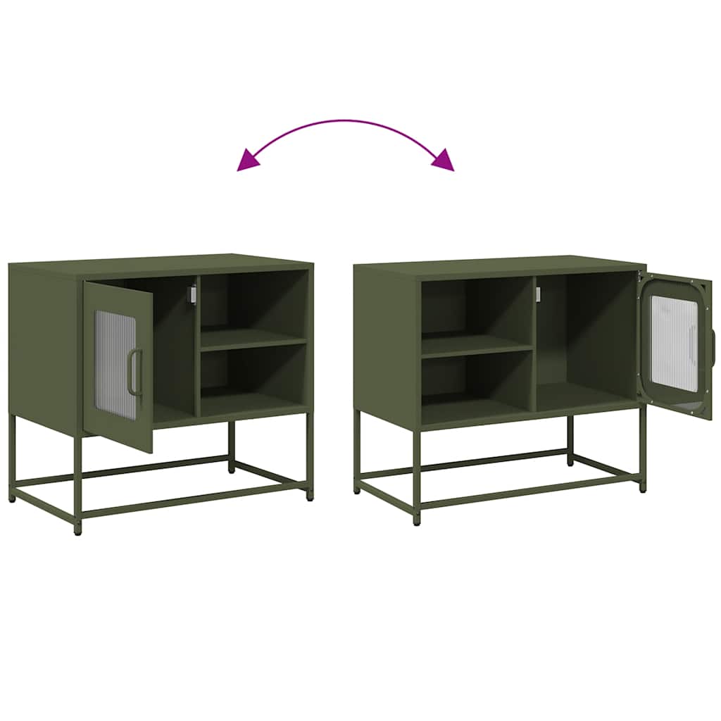 Meuble TV vert olive 68x39x60,5 cm acier - XIOS