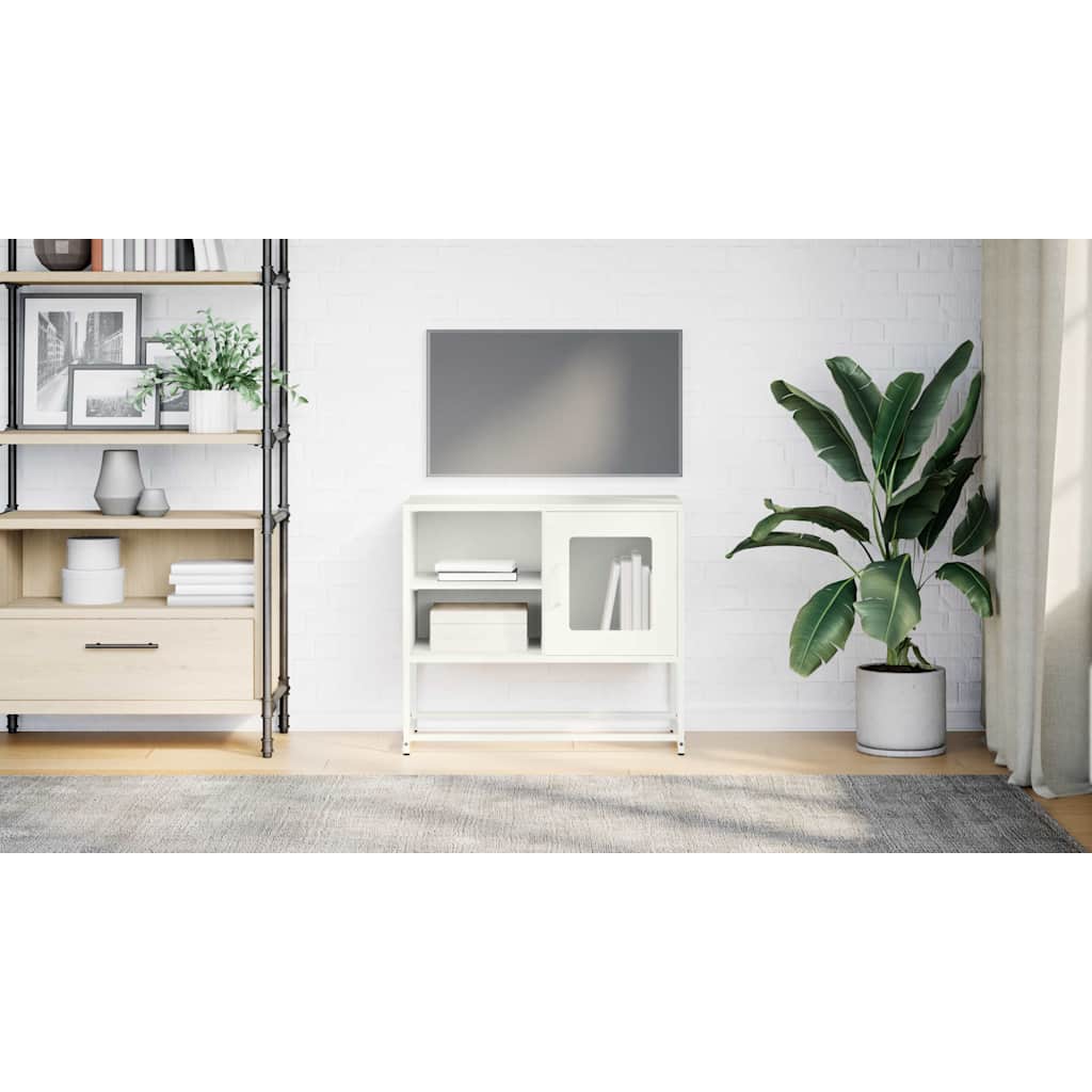 Meuble TV blanc 68x39x60,5 cm acier - XIOS