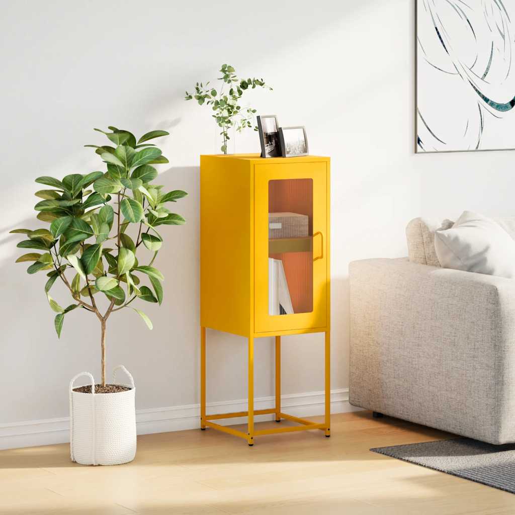 Buffet jaune moutarde 36x39x107 cm acier laminé à froid - XIOS