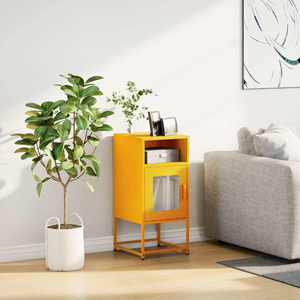 Table de chevet jaune moutarde 36x39x78 cm acier laminé à froid - XIOS
