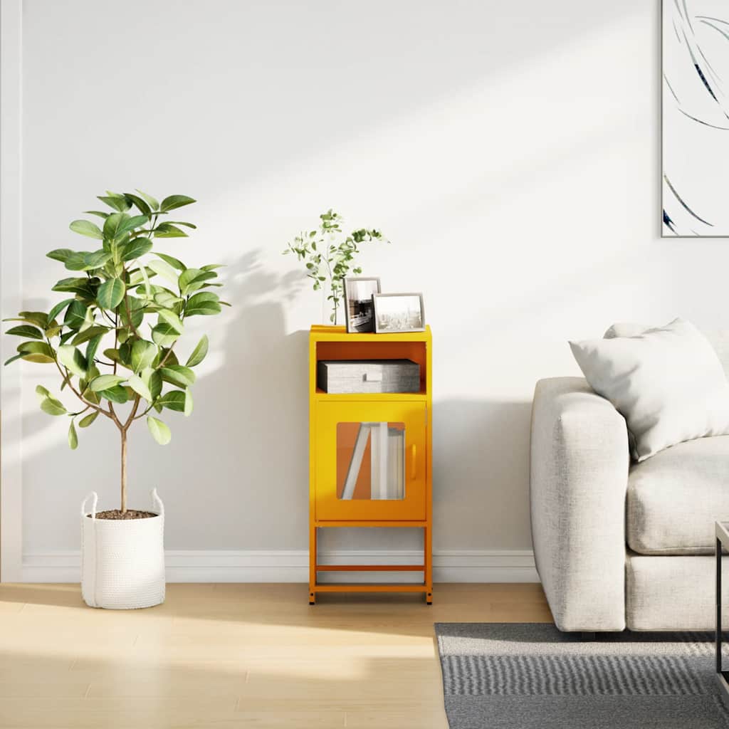 Table de chevet jaune moutarde 36x39x78 cm acier laminé à froid - XIOS