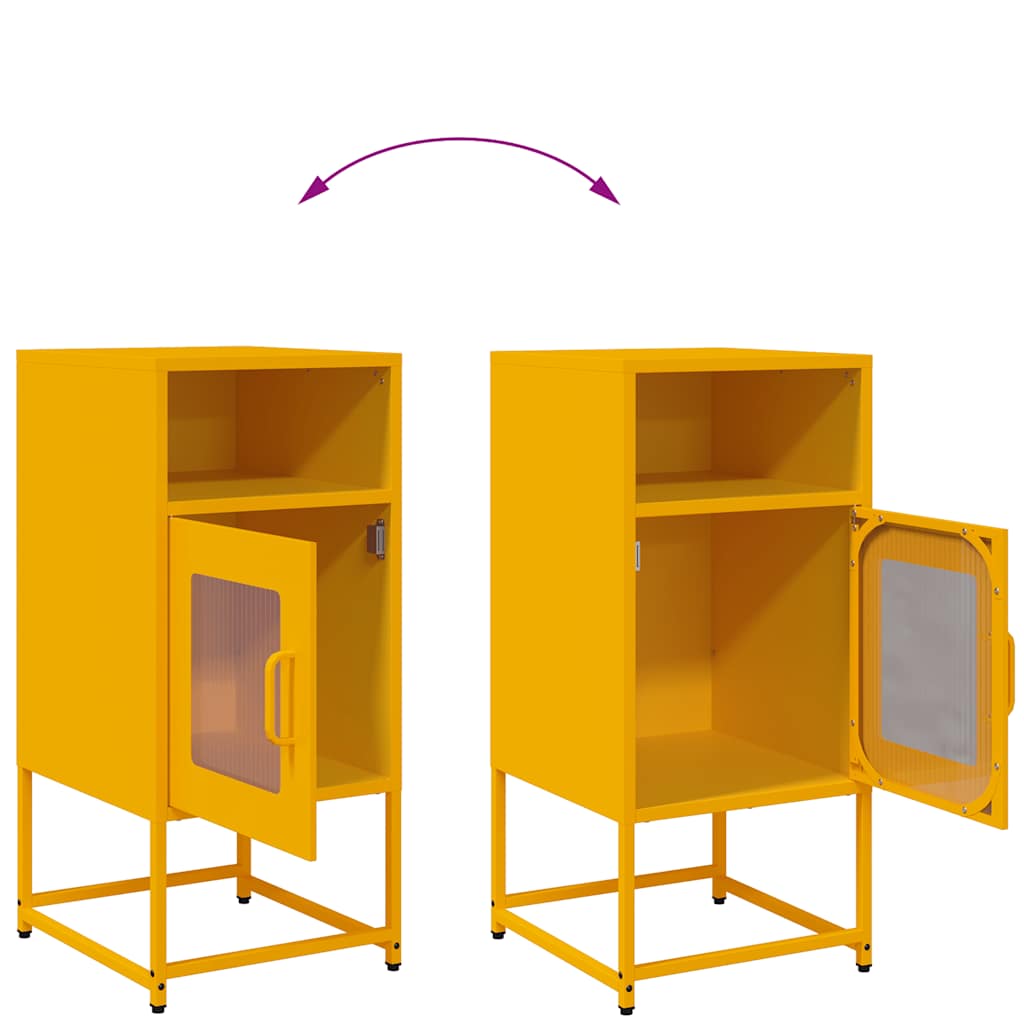 Table de chevet jaune moutarde 36x39x78 cm acier laminé à froid - XIOS