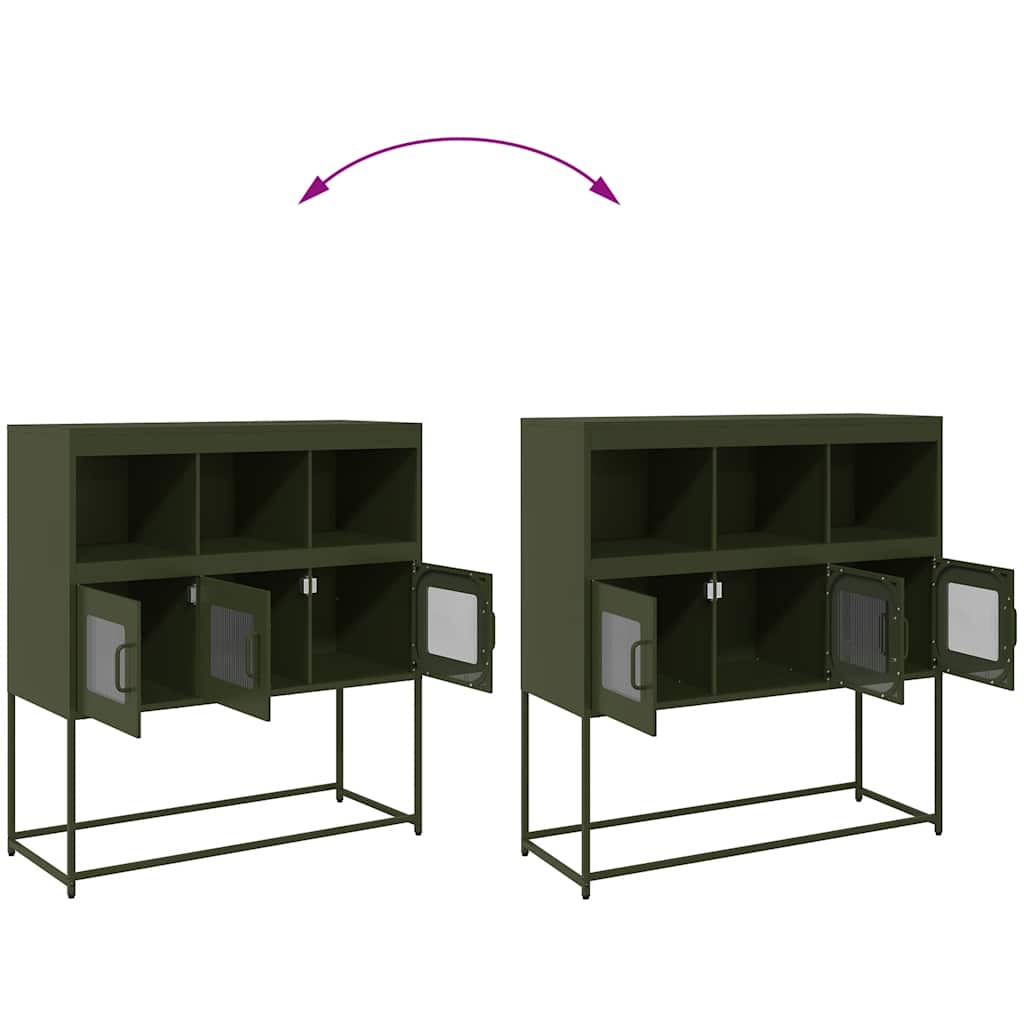 Buffet vert olive 100,5x39x107 cm acier laminé à froid - XIOS