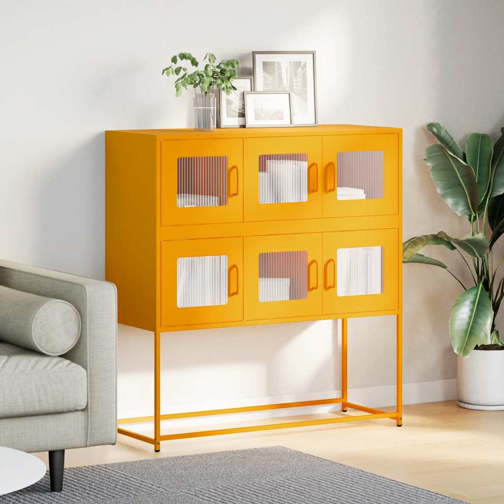 Buffet jaune moutarde 100,5x39x107 cm acier laminé à froid - XIOS