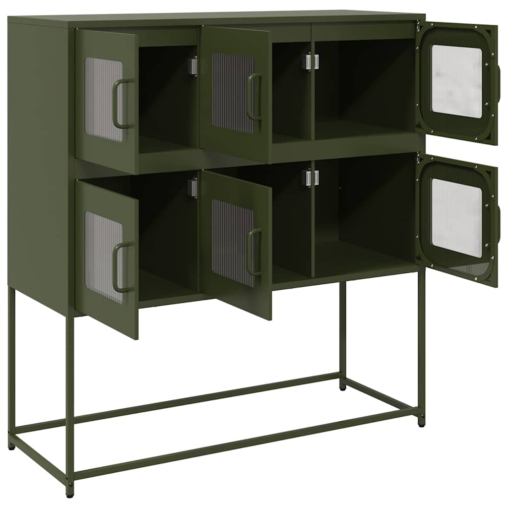 Buffet vert olive 100,5x39x107 cm acier laminé à froid - XIOS
