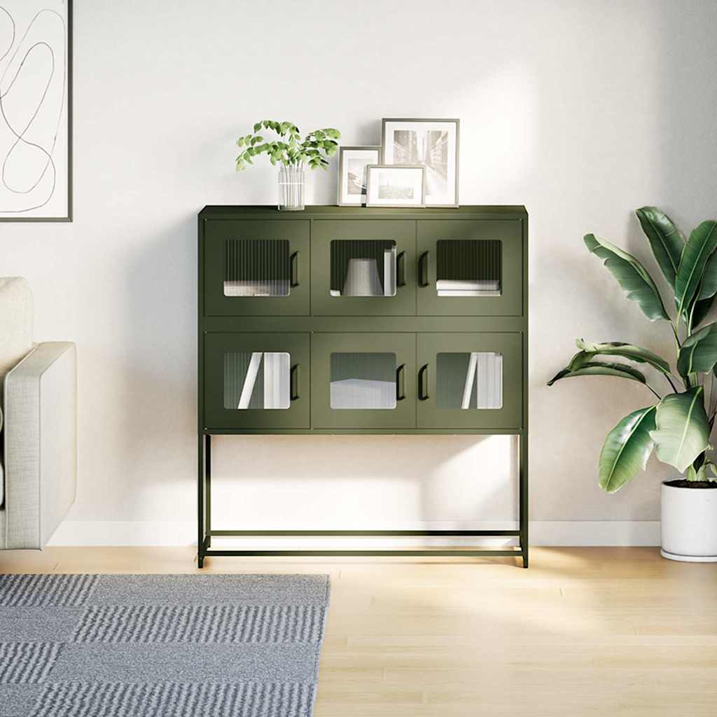 Buffet vert olive 100,5x39x107 cm acier laminé à froid - XIOS