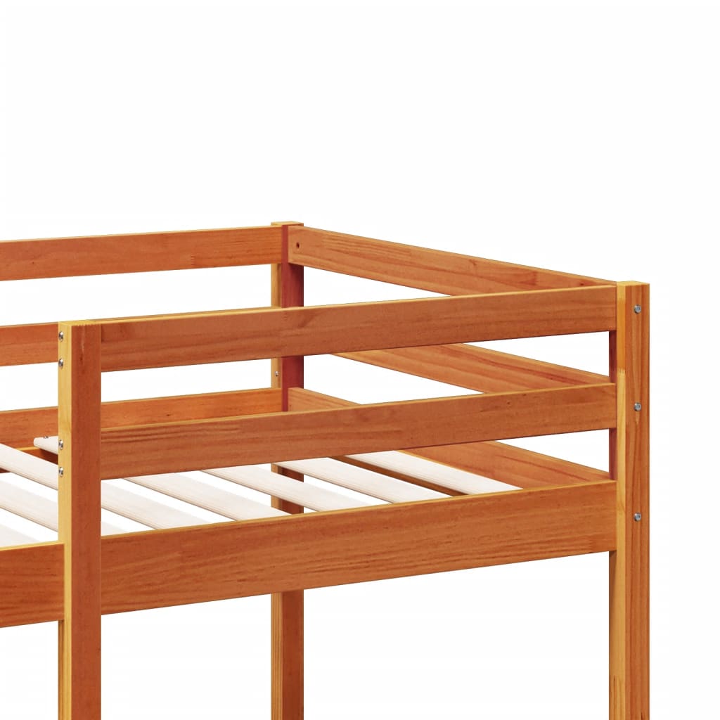 Lit mezzanine avec bureau et étagères brun cire 90x200 cm pin - XIOS