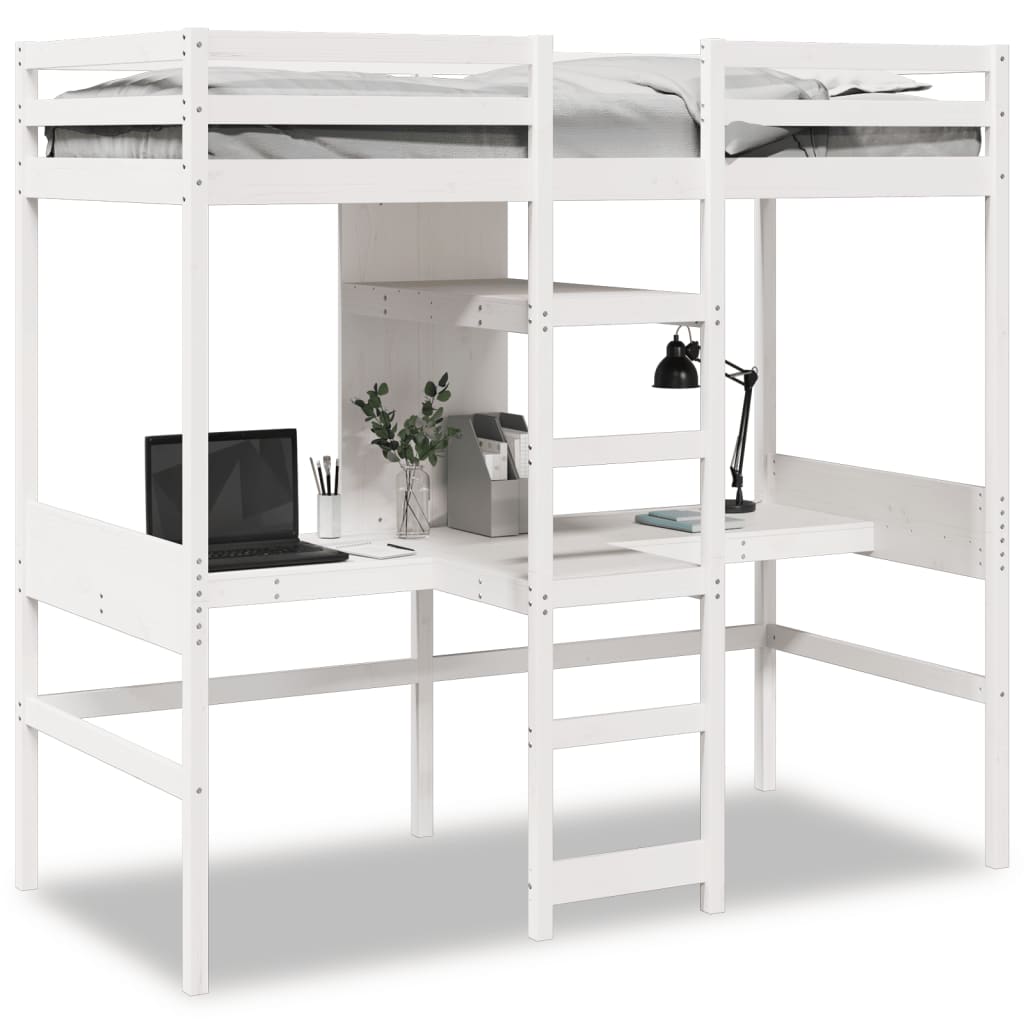 Cadre de lit superposé sans matelas blanc 90x190 cm pin massif - XIOS