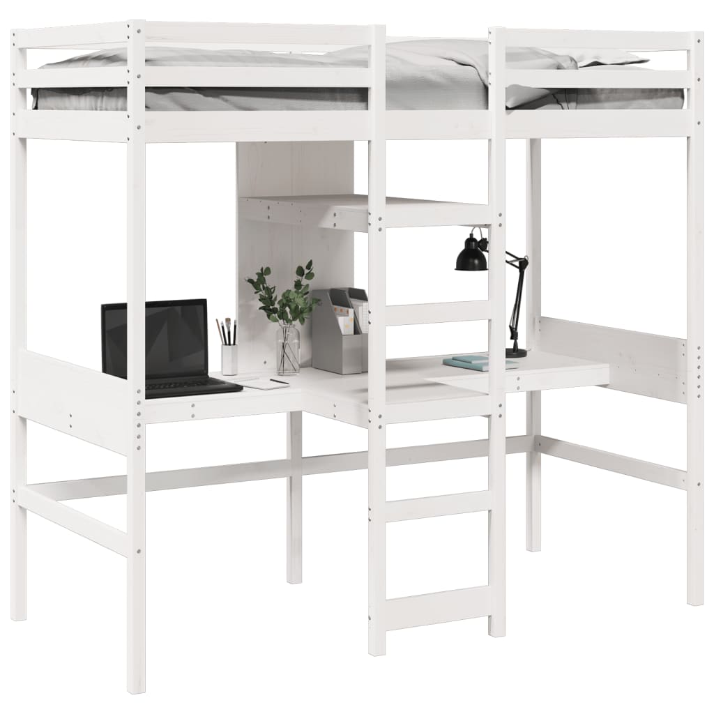 Cadre de lit superposé sans matelas blanc 90x190 cm pin massif - XIOS