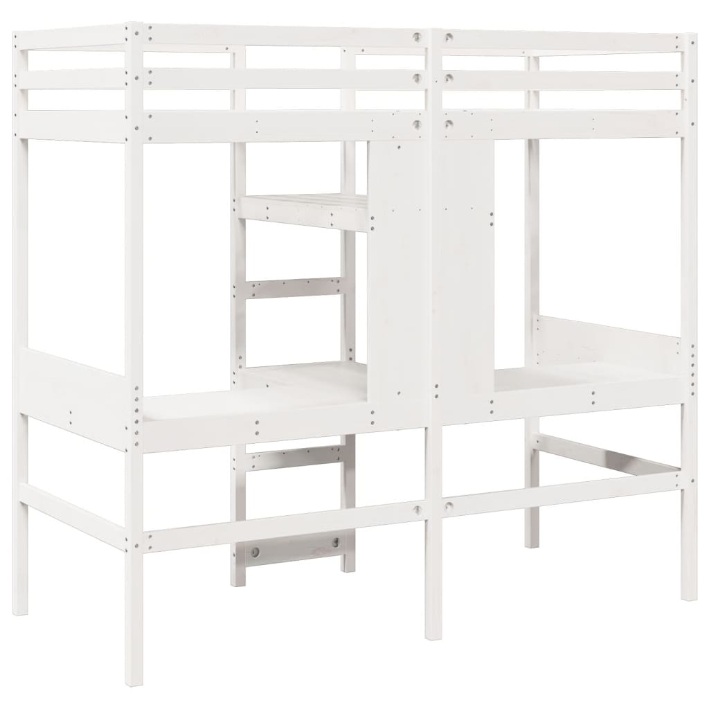 Cadre de lit superposé sans matelas blanc 90x190 cm pin massif - XIOS