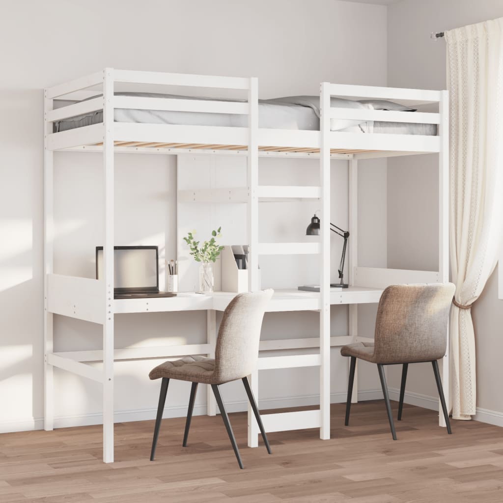 Cadre de lit superposé sans matelas blanc 90x190 cm pin massif - XIOS