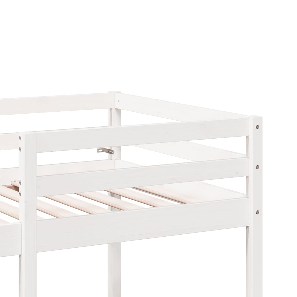 Lit mezzanine avec bureau et chaises blanc 90x190 cm pin massif - XIOS