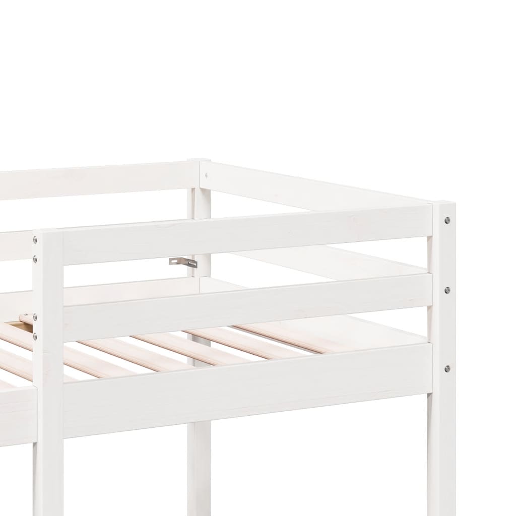 Lit mezzanine avec bureau et chaises blanc 75x190 cm pin massif - XIOS