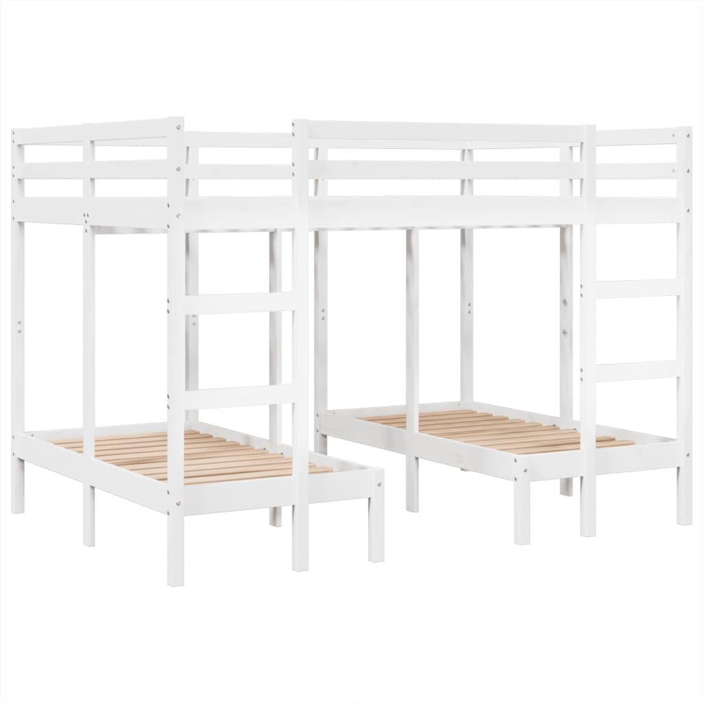 Lit superposé triple blanc 140x200/70x140 cm bois de pin massif - XIOS