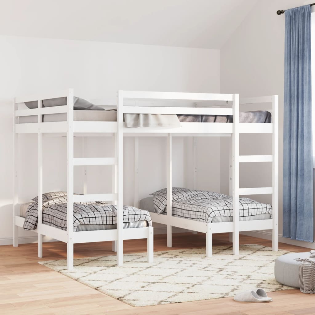 Lit superposé triple blanc 140x200/70x140 cm bois de pin massif - XIOS