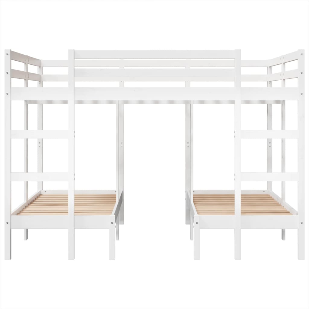 Lit superposé triple blanc 140x200/70x140 cm bois de pin massif - XIOS