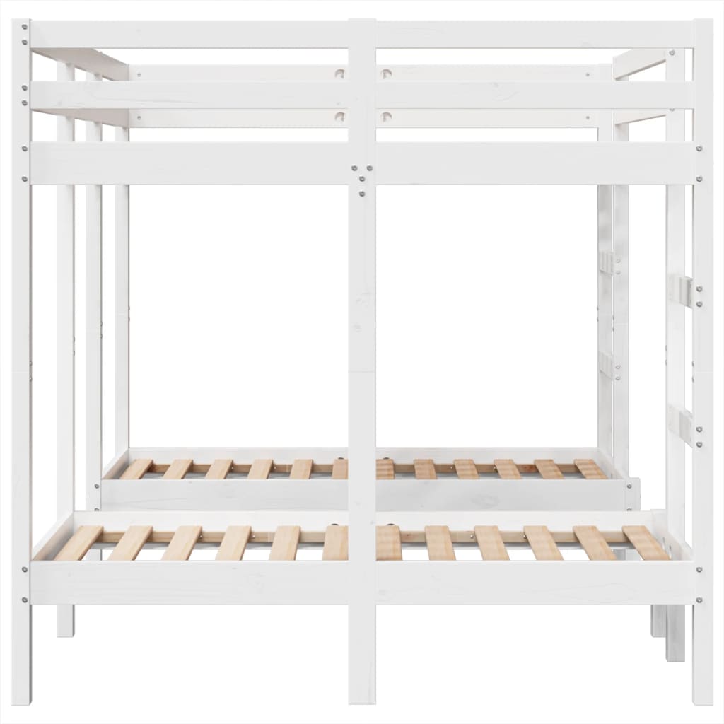 Lit superposé triple blanc 140x200/70x140 cm bois de pin massif - XIOS