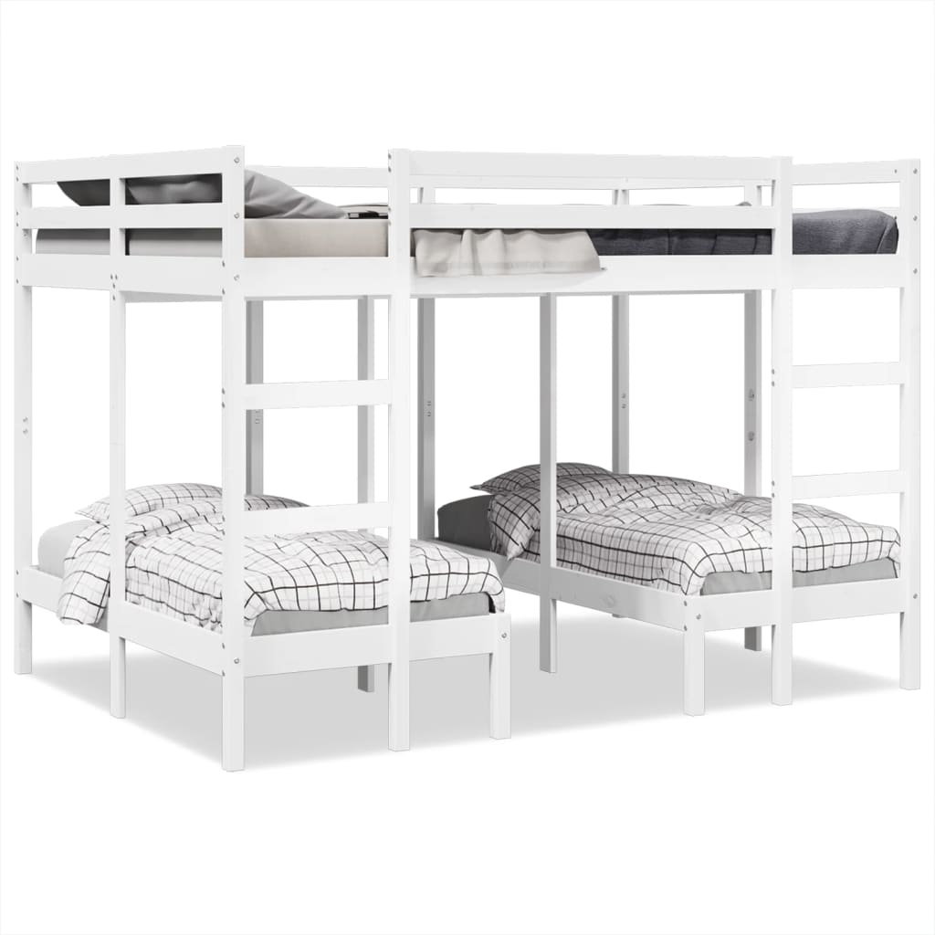 Lit superposé triple blanc 140x200/70x140 cm bois de pin massif - XIOS