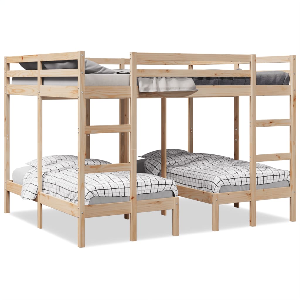 Lit superposé triple 160x200/80x160 cm bois de pin massif - XIOS