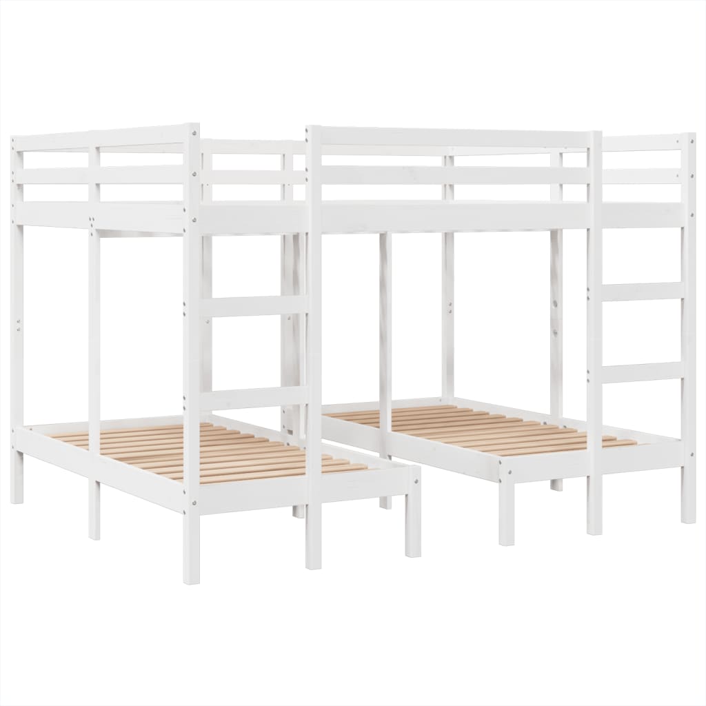 Lit superposé triple blanc 160x200/80x160 cm bois de pin massif - XIOS
