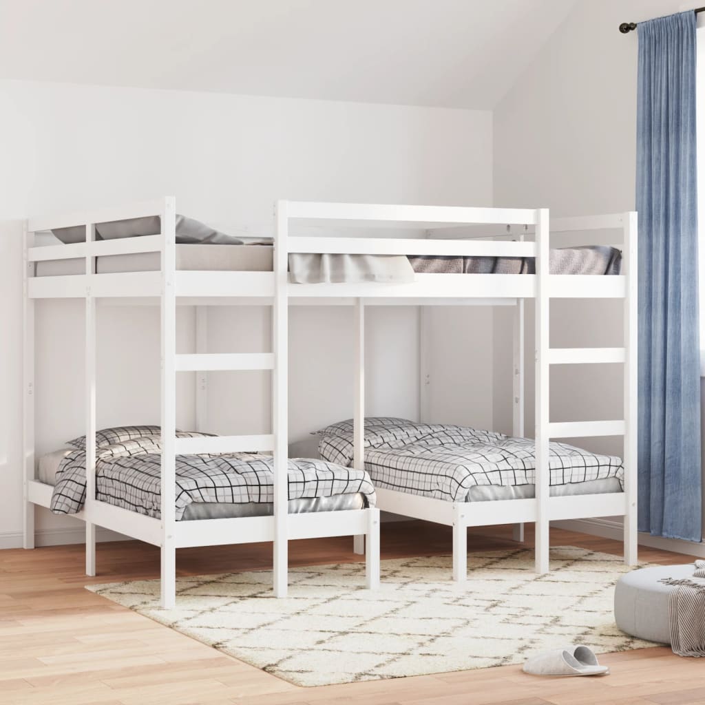 Lit superposé triple blanc 160x200/80x160 cm bois de pin massif - XIOS